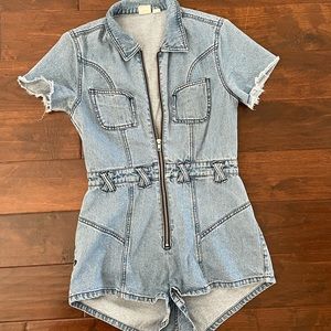 VINTAGE Denim Romper with Zipper size: M